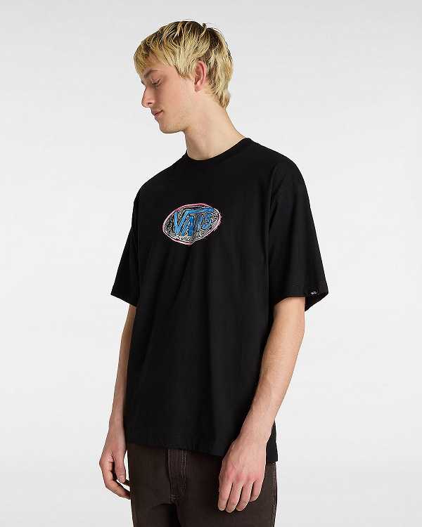 Black Vans Scribblex Men T Shirts | VN0392841