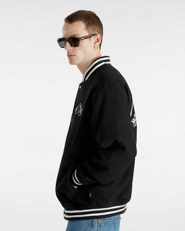 Black Vans Scuttle Baseball Men Jacket | VN9420876