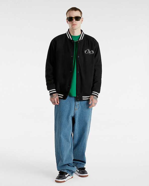 Black Vans Scuttle Baseball Men Jacket | VN9420876