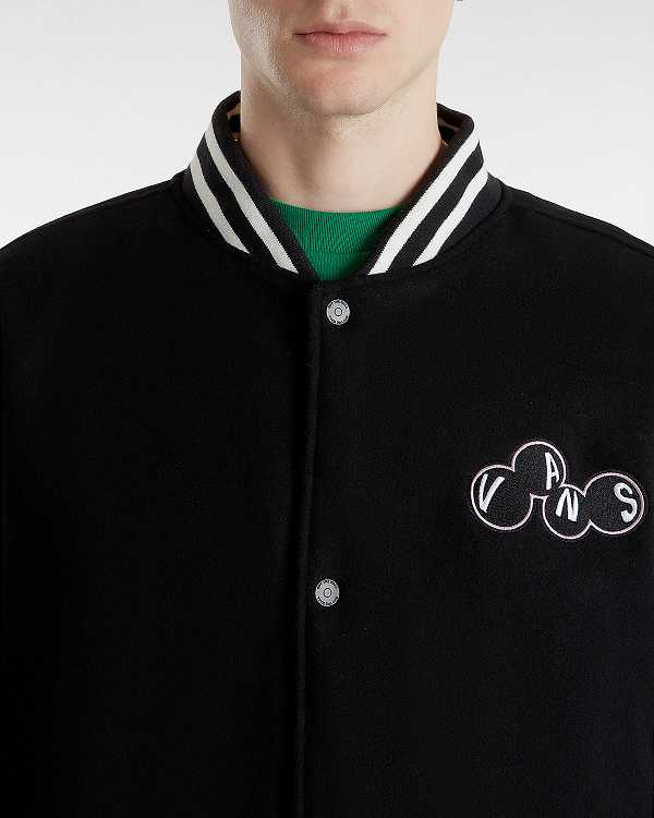 Black Vans Scuttle Baseball Men Jacket | VN9420876