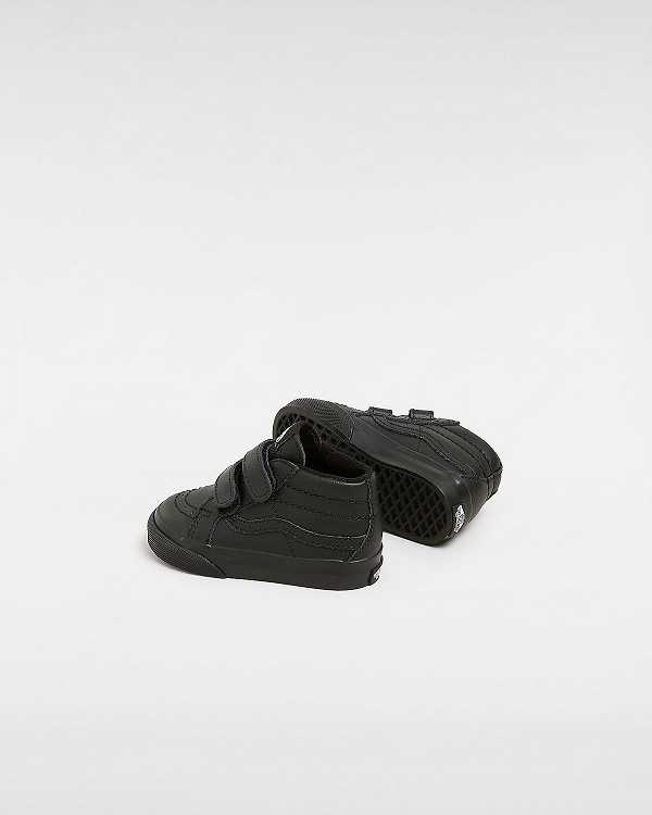 Black Vans Sk8-Mid Reissue Hook and Loop (1-4 Years) Kids' Sneakers | VN3865712