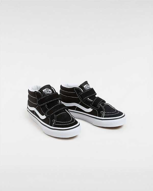 Black Vans Sk8-Mid Reissue Hook and Loop (4-8 years) Kids' Sneakers | VN1280953