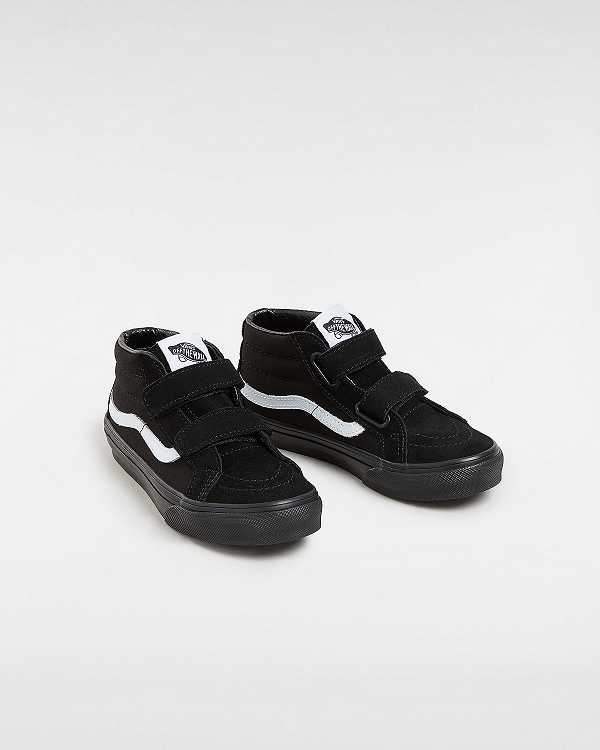 Black Vans Sk8-Mid Reissue Hook and Loop (4-8 years) Kids' Sneakers | VN0471396