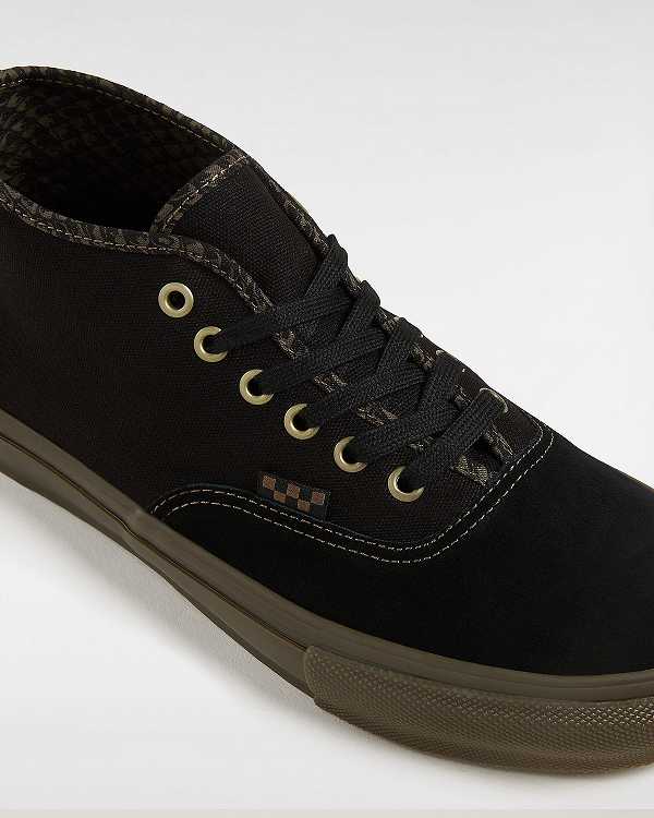 Black Vans Skate Authentic Mid Men Sneakers | VN3762145