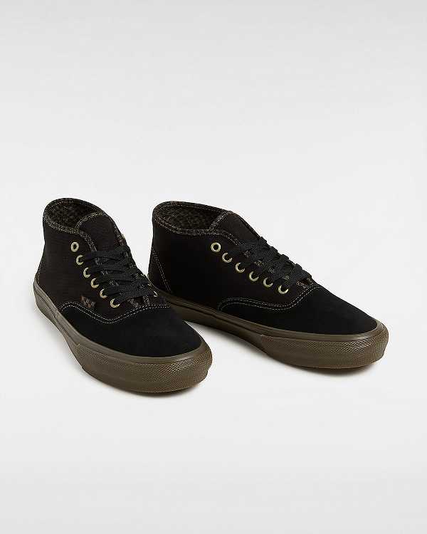 Black Vans Skate Authentic Mid Women Sneakers | VN2156934