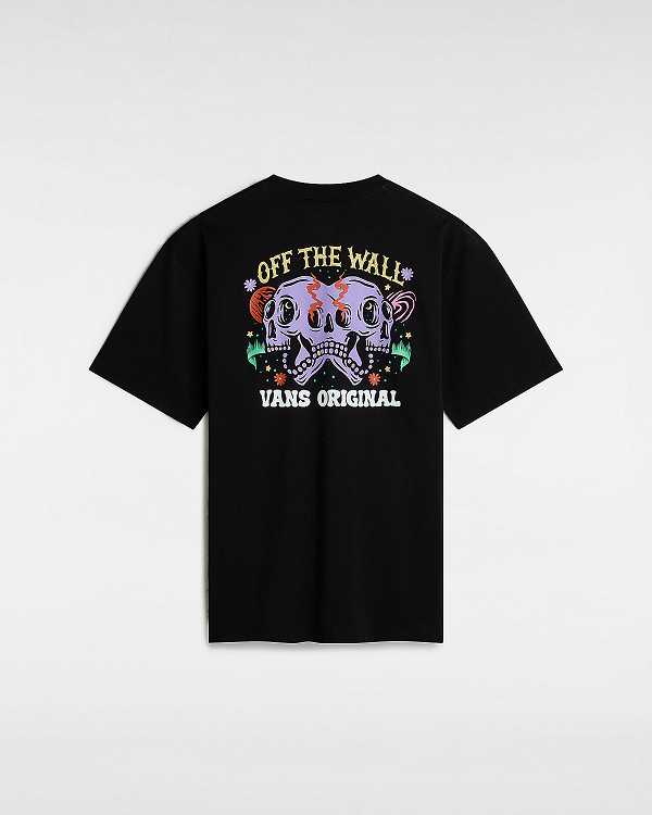 Black Vans Skull Void Classic Men T Shirts | VN0243865