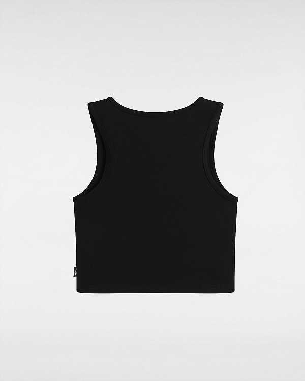 Black Vans Small Staple Fitted Crop Women Tank Top | VN1058463