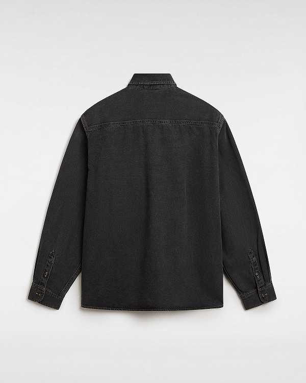 Black Vans Stevens Denim Long Sleeve Women Shirts | VN8172409