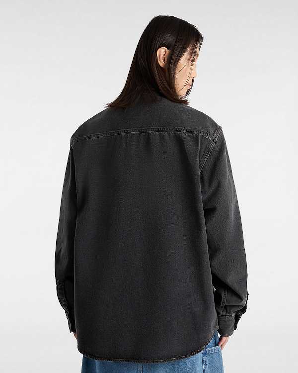 Black Vans Stevens Denim Long Sleeve Women Shirts | VN8172409