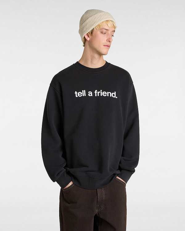 Black Vans Tell a Friend Crew Men Sweatshirt | VN1350648