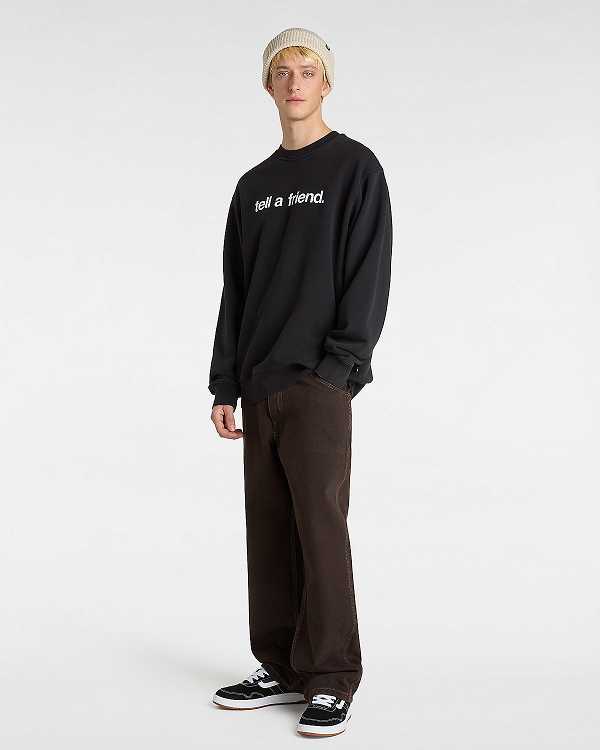 Black Vans Tell a Friend Crew Men Sweatshirt | VN1350648