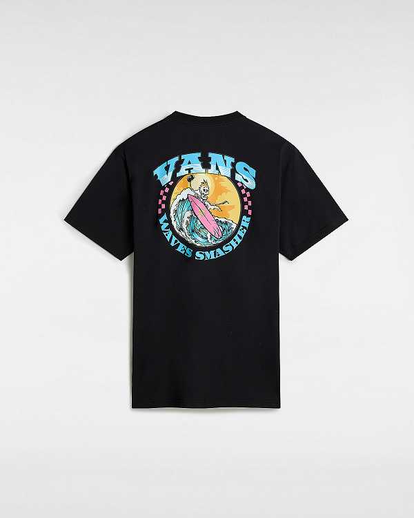 Black Vans True Waves Men T Shirts | VN0356412