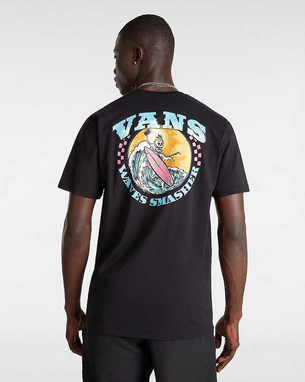 Black Vans True Waves Men T Shirts | VN0356412