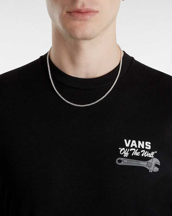 Black Vans Wrenched Men T Shirts | VN1768403