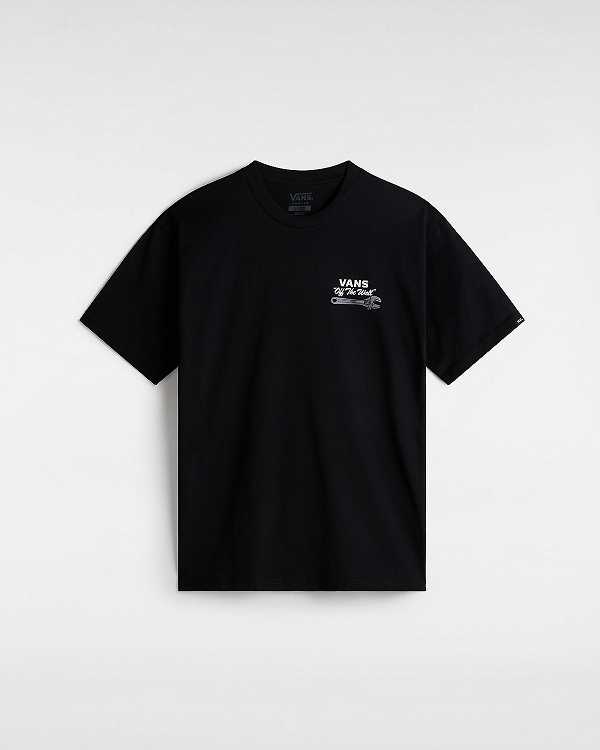 Black Vans Wrenched Men T Shirts | VN1768403