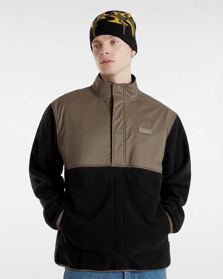 Black / Brown Vans Ranford Polar Fleece Loose Men Pullover | VN7962058