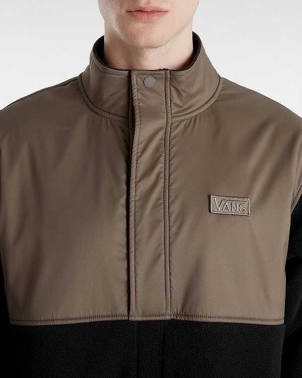 Black / Brown Vans Ranford Polar Fleece Loose Men Pullover | VN7962058