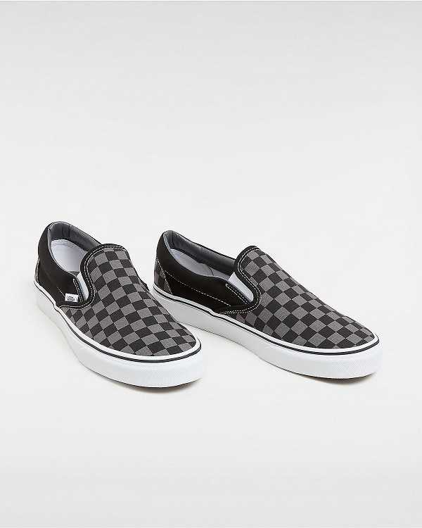 Black / Grey Vans Checkerboard Classic Women Slip On Shoes | VN7635140