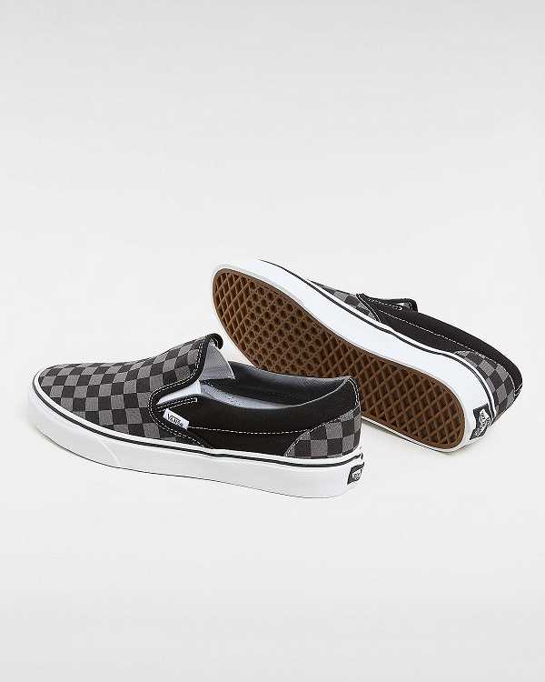 Black / Grey Vans Checkerboard Classic Women Slip On Shoes | VN7635140