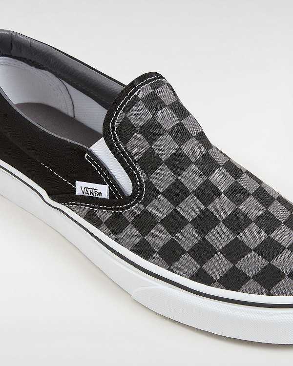 Black / Grey Vans Checkerboard Classic Women Slip On Shoes | VN7635140