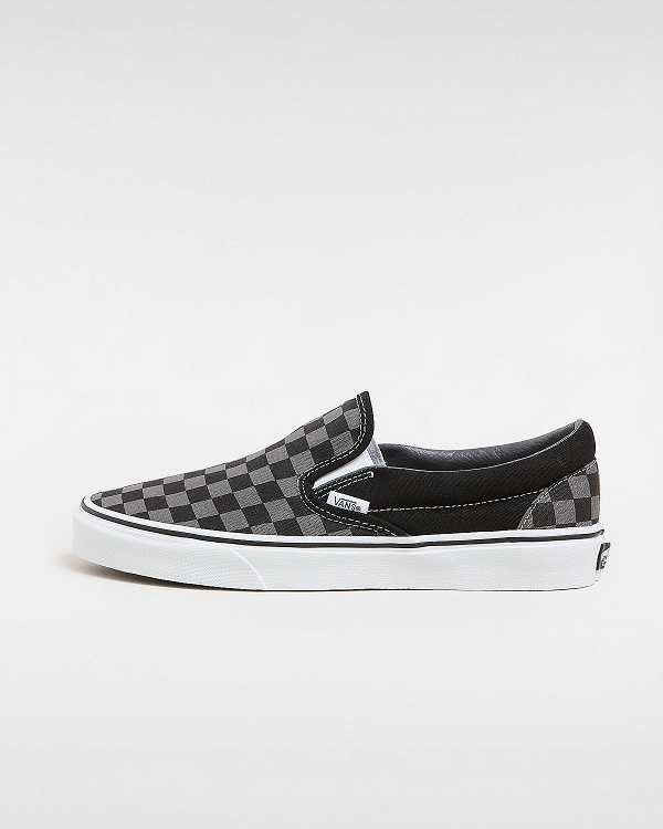 Black / Grey Vans Checkerboard Classic Women Slip On Shoes | VN7635140