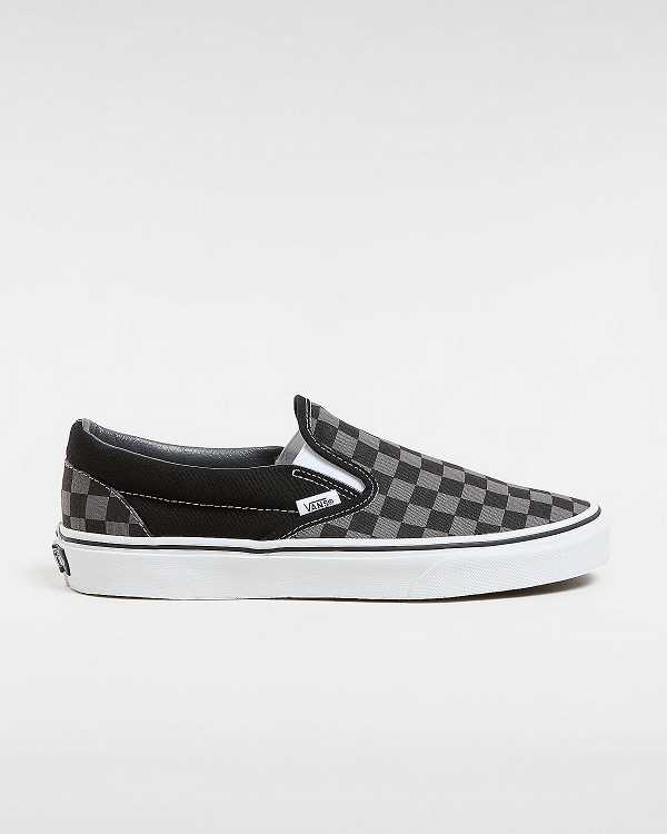 Black / Grey Vans Checkerboard Classic Women Slip On Shoes | VN7635140