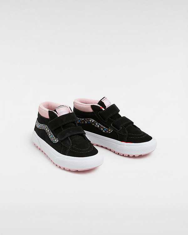 Black / Pink Vans MTE Sk8-Mid Reissue Hook and Loop (4-8 years) Kids' Sneakers | VN3207985