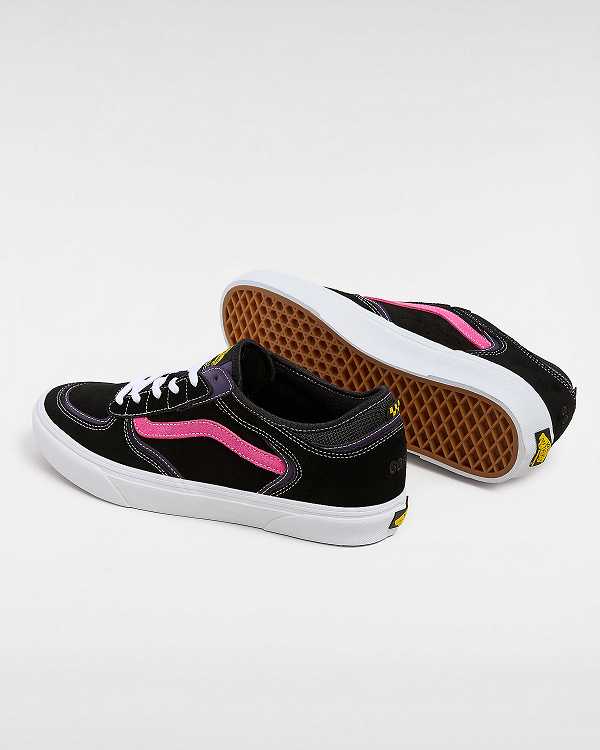 Black / Pink Vans Rowley Men Skate Shoes | VN9627431