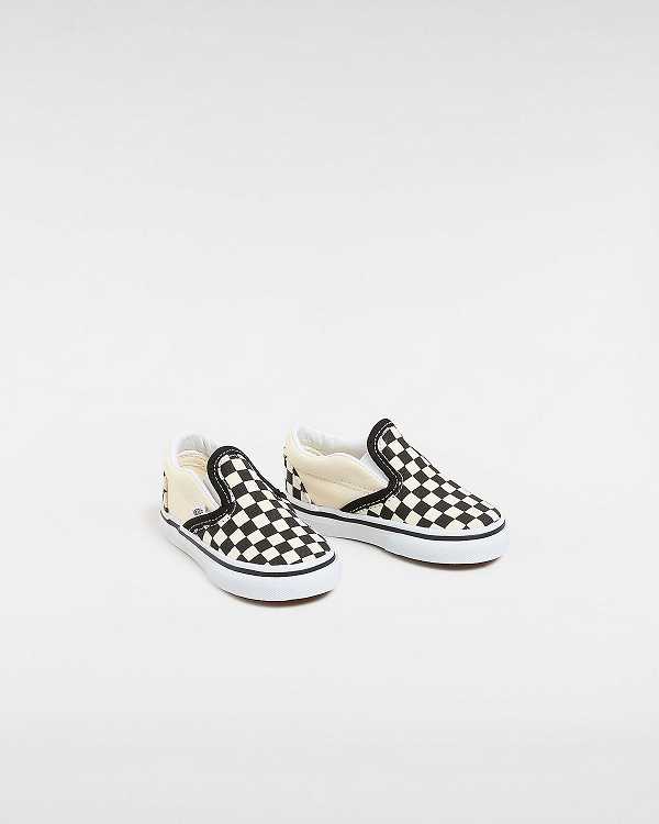 Black / White Vans Checkerboard (1-4 years) Kids' Slip On Shoes | VN8915637