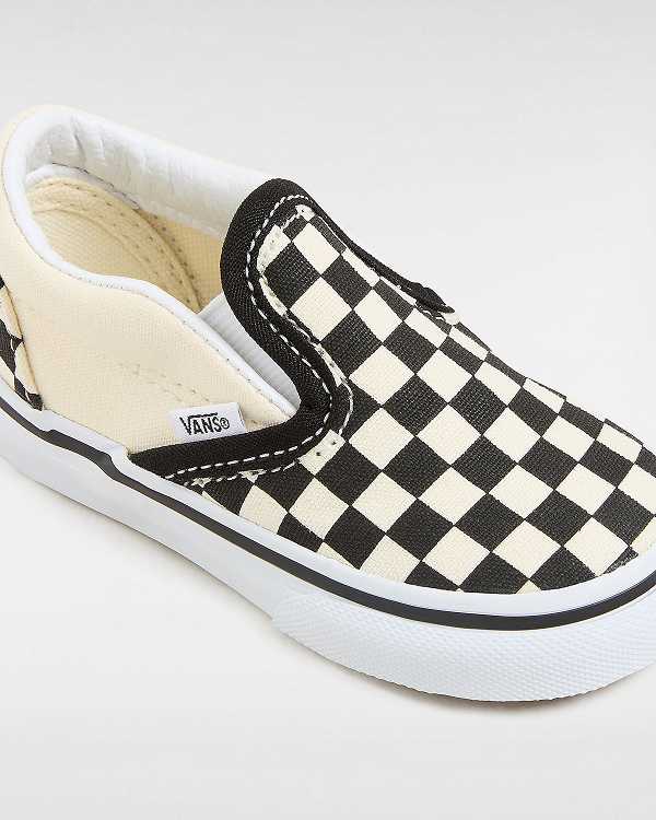 Black / White Vans Checkerboard (1-4 years) Kids' Slip On Shoes | VN8915637