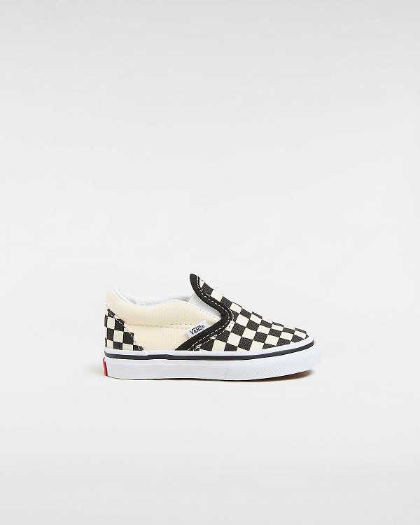 Black / White Vans Checkerboard (1-4 years) Kids\' Slip On Shoes | VN8915637