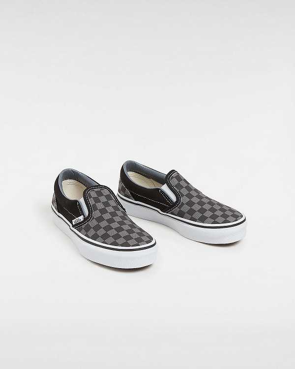 Black / White Vans Checkerboard Classic (4-8 years) Kids' Slip On Shoes | VN3185704