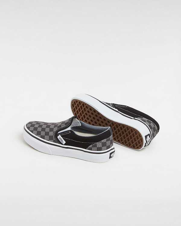 Black / White Vans Checkerboard Classic (4-8 years) Kids' Slip On Shoes | VN3185704