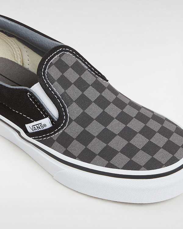 Black / White Vans Checkerboard Classic (4-8 years) Kids' Slip On Shoes | VN3185704