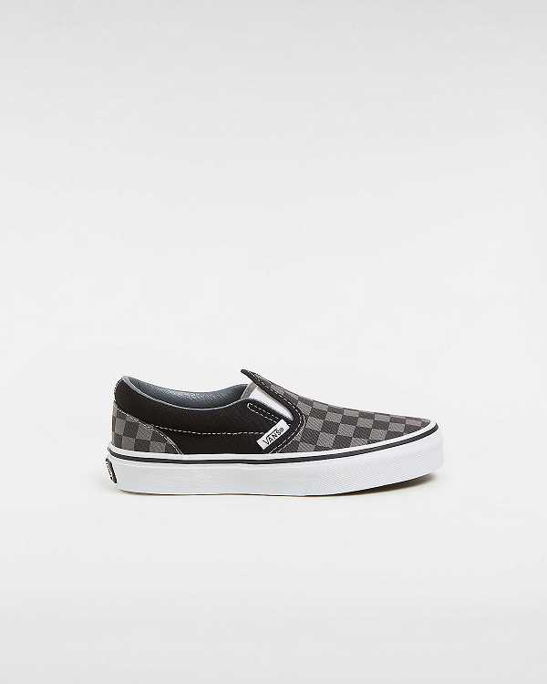 Black / White Vans Checkerboard Classic (4-8 years) Kids\' Slip On Shoes | VN3185704