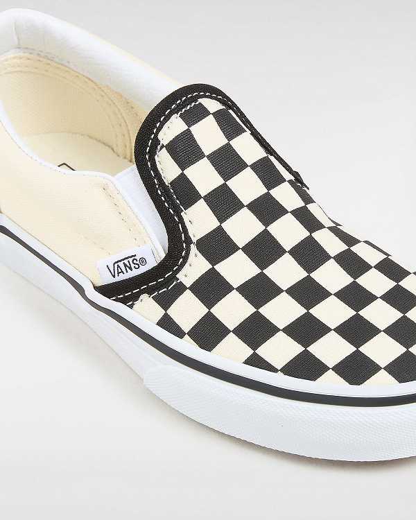 Black / White Vans Checkerboard Classic (4-8 years) Kids' Slip On Shoes | VN3608475