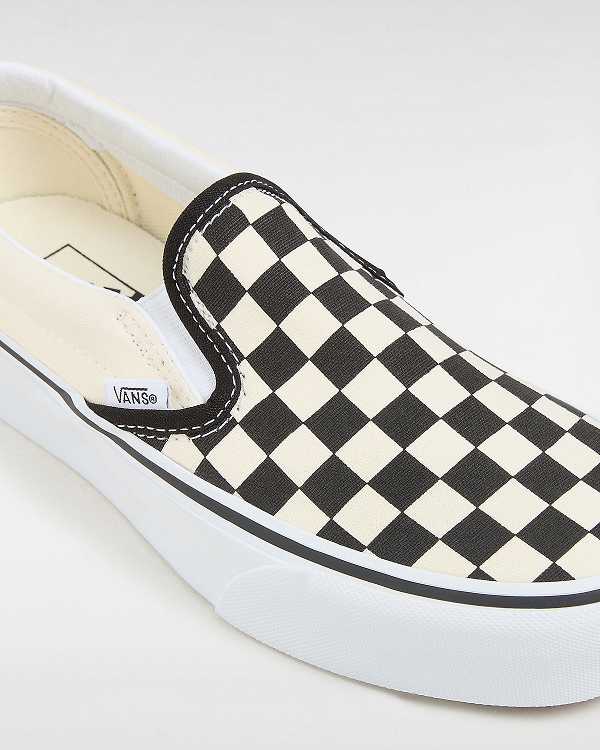 Black / White Vans Checkerboard Classic Slip-On Women Platform Shoes | VN4528079