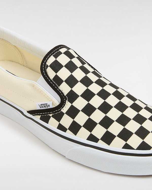 Black / White Vans Checkerboard Classic Women Slip On Shoes | VN6103287