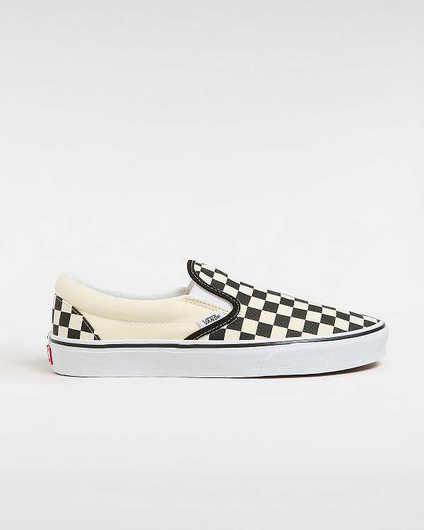 Black / White Vans Checkerboard Classic Women Slip On Shoes | VN6103287