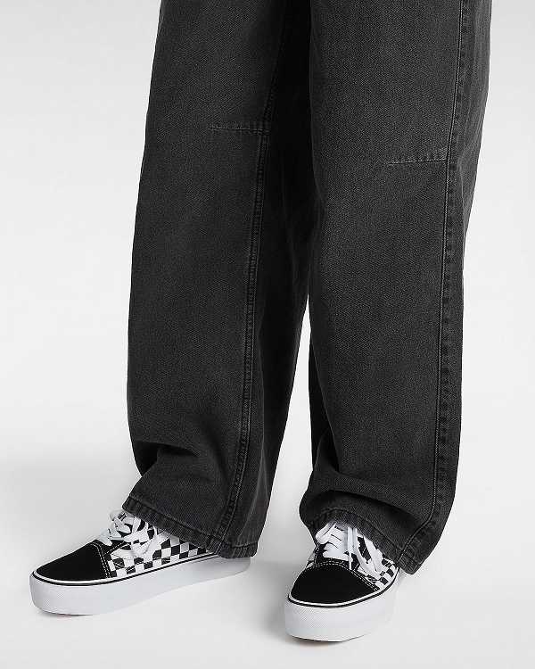 Black / White Vans Checkerboard Old Skool Women Platform Shoes | VN3940678