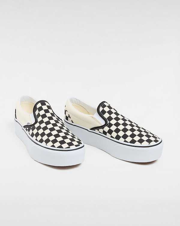 Black / White Vans Classic Slip-On Women Platform Shoes | VN0234651