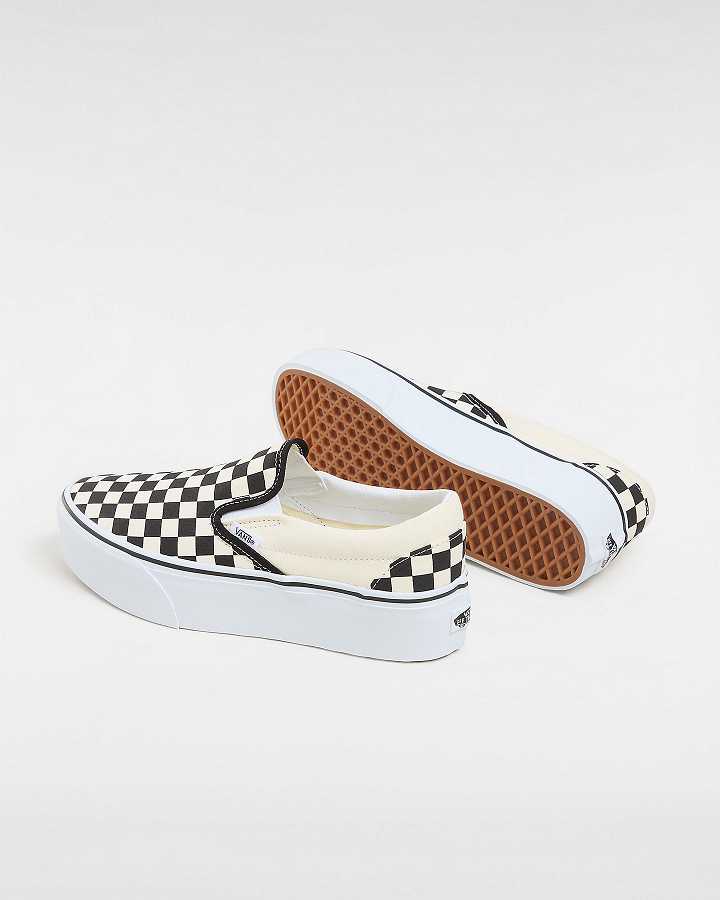 Black / White Vans Classic Slip-On Women Platform Shoes | VN0234651