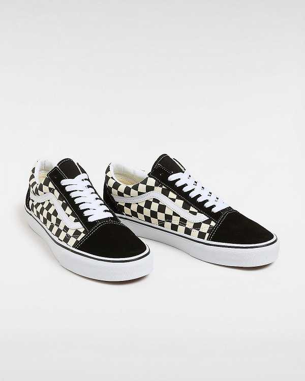 Black / White Vans Primary Check Old Skool Women Sneakers | VN7062384