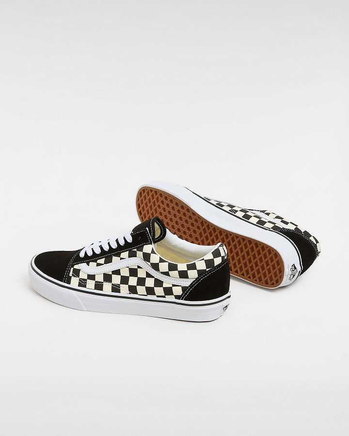 Black / White Vans Primary Check Old Skool Women Sneakers | VN7062384