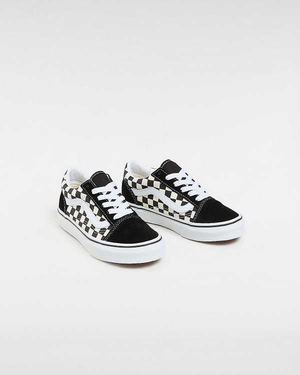 Black / White Vans Primary Check Old Skool (4-8 years) Kids' Sneakers | VN6895123