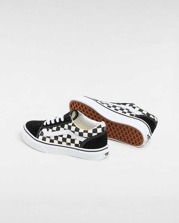 Black / White Vans Primary Check Old Skool (4-8 years) Kids' Sneakers | VN6895123