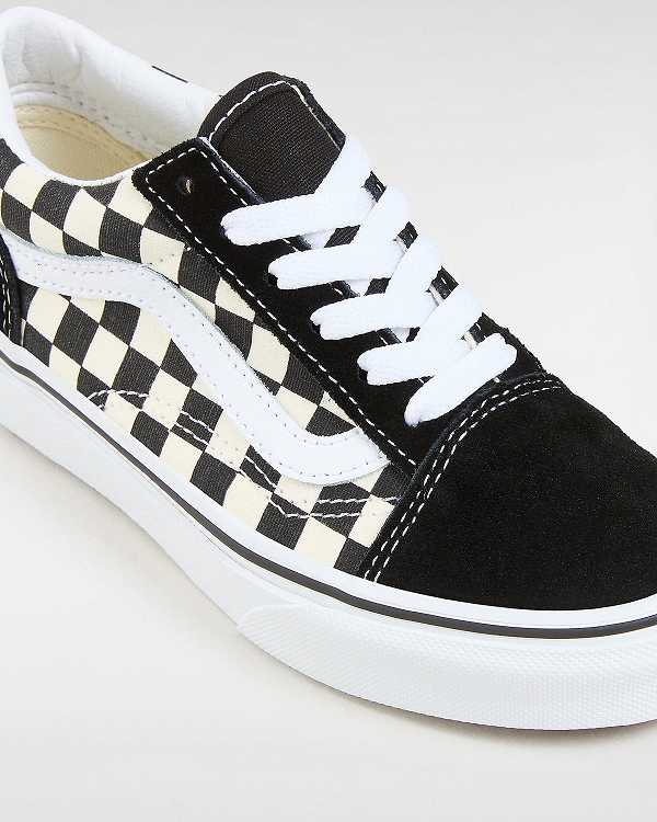 Black / White Vans Primary Check Old Skool (4-8 years) Kids' Sneakers | VN6895123