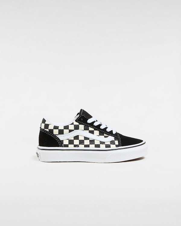 Black / White Vans Primary Check Old Skool (4-8 years) Kids\' Sneakers | VN6895123