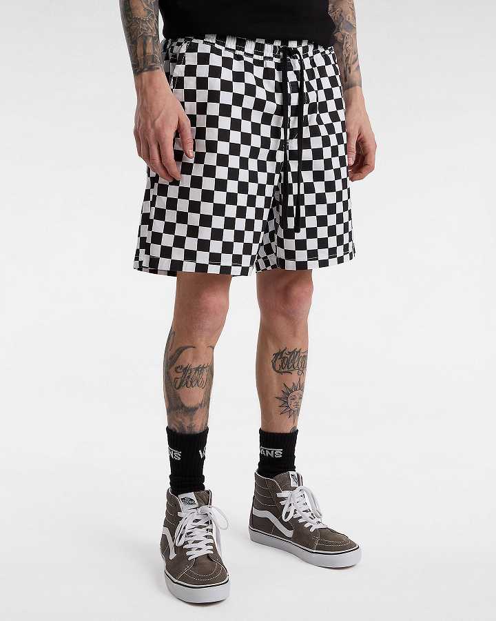 Black / White Vans Range Relaxed Elastic Men Shorts | VN1057263