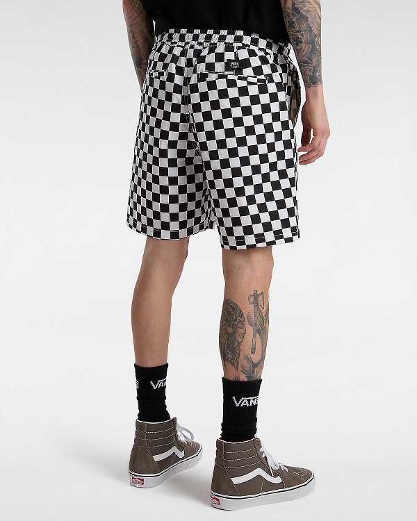 Black / White Vans Range Relaxed Elastic Men Shorts | VN1057263